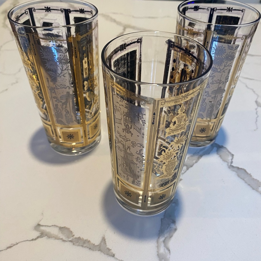 Vintage Culver 22k Gold Highball Glasses – Set of 3 – Hollywood Regency
